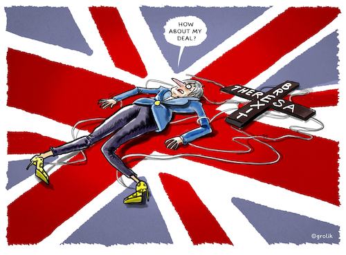 Cartoon: ..Niederlage.. (medium) by markus-grolik tagged brexit,no,deal,misstrauensvotum,theresa,may,london,eu,europe,unterhaus,brexit,no,deal,misstrauensvotum,theresa,may,london,eu,europe,unterhaus