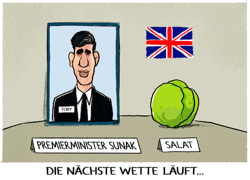 Cartoon: Rishi Sunak vs Salat (medium) by markus-grolik tagged london,rishi,sunak,premierminister,grossbritannien,tory,tories,liz,truss,nachfolger,salat,salatwette,london,rishi,sunak,premierminister,grossbritannien,tory,tories,liz,truss,nachfolger,salat,salatwette