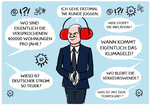 Cartoon: Schallgedämpft... (medium) by markus-grolik tagged bundeskanzler,scholz,schalldaempfer,regieren,deutschland,bundesregierung,ampel,joggen,klimageld,energiewende,wohnungen,verkehrswende,tempolimit,inflation,krise,strom,fdp,spd,gruene,bundeskanzler,scholz,schalldaempfer,regieren,deutschland,bundesregierung,ampel,joggen,klimageld,energiewende,wohnungen,verkehrswende,tempolimit,inflation,krise,strom,fdp,spd,gruene