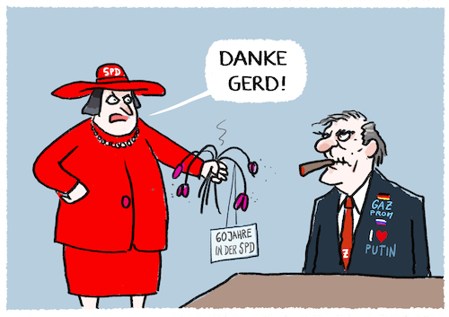 Cartoon: SPD feiert Schröder... (medium) by markus-grolik tagged spd,gerd,schroeder,gerhard,bundeskanzler,russland,gazprom,putin,nordstream,lobbyist,putinversteher,parteien,deutschland,spd,gerd,schroeder,gerhard,bundeskanzler,russland,gazprom,putin,nordstream,lobbyist,putinversteher,parteien,deutschland