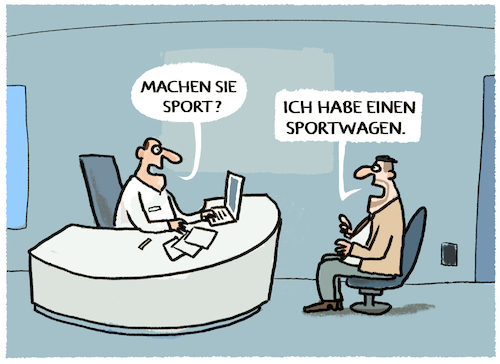 Cartoon: Sportwagenfahrer (medium) by markus-grolik tagged sportwagenfahrer,sport,auto,arzt,medizin,bewegung,mobilitaet,verkehr,sportwagenfahrer,sport,auto,arzt,medizin,bewegung,mobilitaet,verkehr