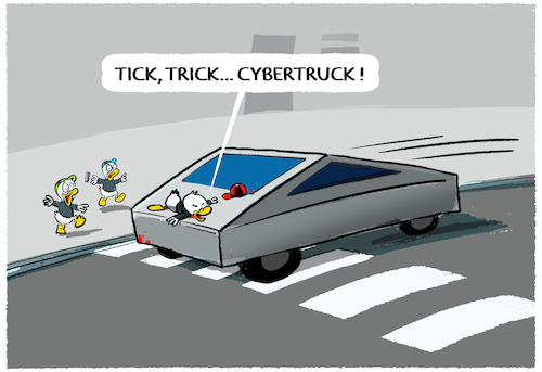 Cartoon: Tesla... (medium) by markus-grolik tagged tesla,musk,elon,cybertruck,auto,zukunft,mobilität,tick,track,trick,zebrastreifen,verkehr,kinder,unfälle,suv,strassenverkehr,tesla,musk,elon,cybertruck,auto,zukunft,mobilität,tick,track,trick,zebrastreifen,verkehr,kinder,unfälle,suv,strassenverkehr