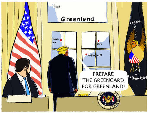 Cartoon: Trump... (medium) by markus-grolik tagged trump,grönland,greenland,greencard,dänemark,europa,nato,washington,brüssel,trump,grönland,greenland,greencard,dänemark,europa,nato,washington,brüssel