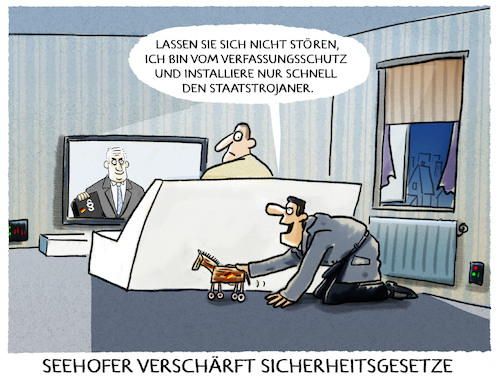 Cartoon: ..Überwachung... (medium) by markus-grolik tagged horst,seehofer,sicherheitsgesetze,verfassungsschutz,demokratie,trojaner,staatstrojaner,deutschland,horst,seehofer,sicherheitsgesetze,verfassungsschutz,demokratie,trojaner,staatstrojaner,deutschland