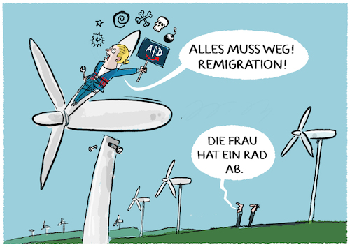 Cartoon: Weidel-Wahnsinn (medium) by markus-grolik tagged afd,alice,weidel,kanzlerkandatin,nominierung,parteitag,riesa,remigrationextremismus,faschismus,hoecke,windraeder,wahlkampf,neuwahlen,afd,alice,weidel,kanzlerkandatin,nominierung,parteitag,riesa,remigrationextremismus,faschismus,hoecke,windraeder,wahlkampf,neuwahlen