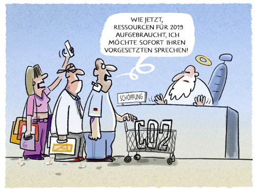 Cartoon: Weltschöpfungstag (medium) by markus-grolik tagged weltschöpfungstag,konsum,natur,gott,ressourchen,rohsteoffe,ausbeutung,mensch,menschen,überbebvölkung,energie,energieverbrauch,verbrauch,weltschöpfungstag,konsum,natur,gott,ressourchen,rohsteoffe,ausbeutung,mensch,menschen,überbebvölkung,energie,energieverbrauch,verbrauch