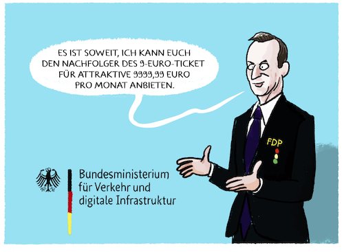 Cartoon: Wissings Verkehrswende (medium) by markus-grolik tagged bund,laender,streit,finanzierung,oepnv,verkehrswende,volker,wissing,inflation,verkehrsminister,ampel,bund,laender,streit,finanzierung,oepnv,verkehrswende,volker,wissing,inflation,verkehrsminister,ampel