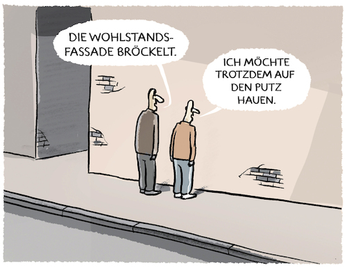 Cartoon: Wohlstandsgefälle... (medium) by markus-grolik tagged wohlstand,fassade,broeckeln,wohlstandsgefaelle,durchschnitt,einkommen,perpektive,jugend,generationen,putz,putzhauer,sprichwort,handwerk,redewendung,wohlstand,fassade,broeckeln,wohlstandsgefaelle,durchschnitt,einkommen,perpektive,jugend,generationen,putz,putzhauer,sprichwort,handwerk,redewendung