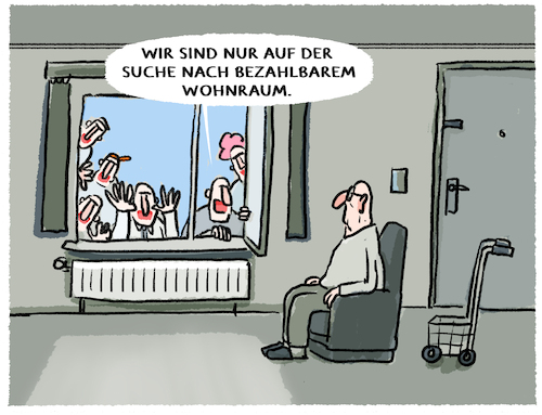 Cartoon: Wohnungsmangel (medium) by markus-grolik tagged wohnungsmangel,senior,neider,neid,neidisch,warten,tod,sterben,fenster,beobachtung,wohnungsmangel,senior,neider,neid,neidisch,warten,tod,sterben,fenster,beobachtung