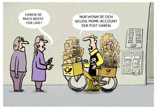 Cartoon: Zwei-Klassen-Postzustellung.. (medium) by markus-grolik tagged deutsche,post,zwei,klassen,briefzustellung,personalvorstand,ogilvie,prime,deutsche,post,zwei,klassen,briefzustellung,personalvorstand,ogilvie,prime