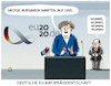 Cartoon: ...eu20... (small) by markus-grolik tagged ratspraesidentschaft,merkel,scholz,wumms,schulden,krise,europa,corona,pandemie,eu20,deutschland