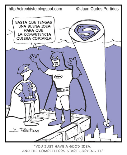 Cartoon: The Dark Knight is upset (medium) by Juan Carlos Partidas tagged batman,dark,knight,superman,robin,superhero,hero,heroe,bat,signal,competitor,competencia,comics