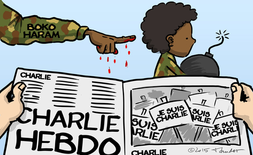 Cartoon: Boko Haram (medium) by Mandor tagged boko,haram,charlie,hebdo