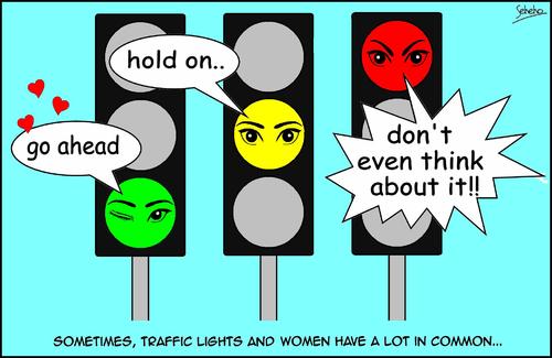 Cartoon: TRAFFIC LIGHTS (medium) by Thamalakane tagged traffic,lights,women