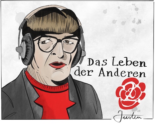Cartoon: Das Leben der Anderen 2. (medium) by Justen tagged politik,spd,esken,spionage,politik,spd,esken,spionage