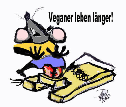 Cartoon: Veganer leben länger (medium) by reflector tagged mäuse,speck,ernährung,vegan