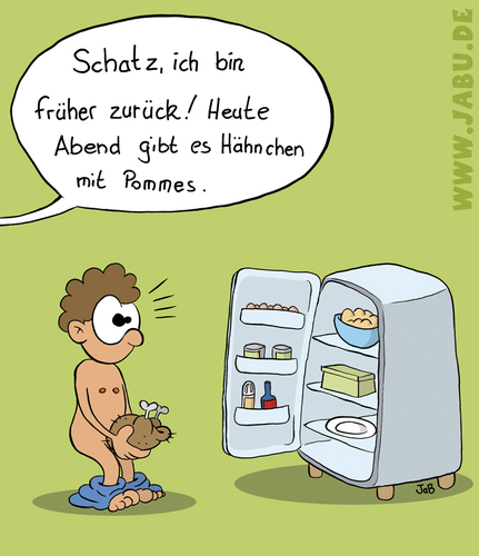 Cartoon: Es gibt Hühnchen (medium) by Bruder JaB tagged hähnchen,schatz,kühlschrank