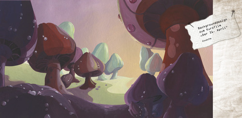Cartoon: Pilzwelt (medium) by Lissy tagged trickfilm,background,natur,farben,fantasie,pilze