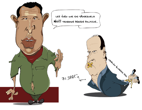 Cartoon: Sin presos politicos (medium) by jaime ortega tagged libertad,de,expresion,chavez,venezuela,dictadura