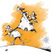Cartoon: We cant leave you! (small) by Mohsen Zarifian tagged crow,scarecrow,farmer,walking