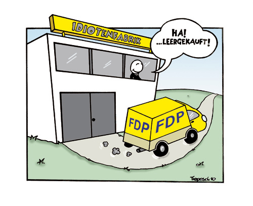 Cartoon: Idiotenfabrik (medium) by Marcus Trepesch tagged cartoon,politics,comic,germany,funnies,guido,westerwelle