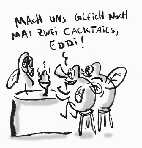 Cartoon: Frisch gepresst (medium) by Ludwig tagged fliegen,kacke,scheiße,kot,shit,fly,pooh,cocktail,bar,drink,bartender