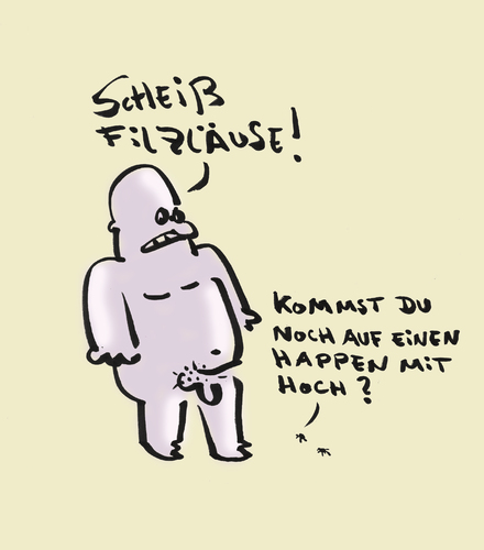 Cartoon: Späte Gaste (medium) by Ludwig tagged filzläuse,sackratten,parasiten,ungeziefer,hygiene