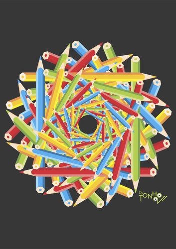 Cartoon: Mandala pencil (medium) by Tonho tagged pencil,mandala