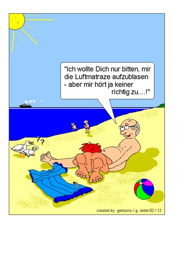 Cartoon: Strandleben (medium) by gert montana tagged gertoons,strandleben,sylt,fkk,strand,badefreuden,meer