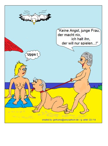 Cartoon: Strandleben (medium) by gert montana tagged gertoons,strandleben,sylt,fkk,strand,badefreuden,meer