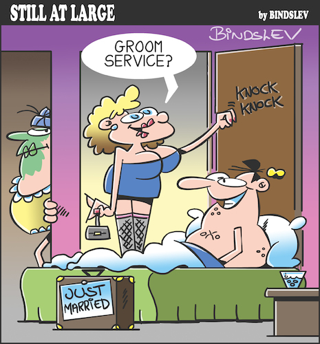 Cartoon: Still at large 105 (medium) by bindslev tagged honeymoon,honeymoons,wedding,night,nights,day,days,groom,grooms,bride,brides,bridegroom,bridegrooms,weddings,room,service,services,just,married,infidelity,unfaithful,adulterer,adulterers,worker,workers,adultery,honeymoon,honeymoons,wedding,night,nights,day,days,groom,grooms,bride,brides,bridegroom,bridegrooms,weddings,room,service,services,just,married,infidelity,unfaithful,adulterer,adulterers,sex,worker,workers,adultery