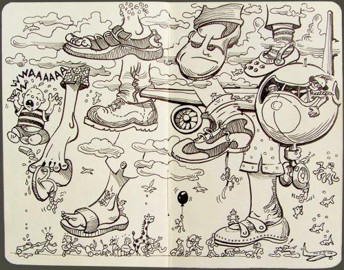 Cartoon: Airport art (medium) by rudat tagged airplane,travel,moleskine,rudat