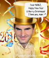 Cartoon: Happy New Year by Roger Federer (small) by funny-celebs tagged rogerfederer nole novakdjokovic happynewyear tennis 2016