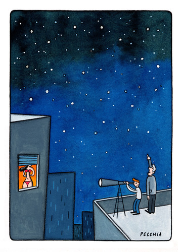 Cartoon: looking for my star (medium) by Pecchia tagged pecchia,cartoon,humour,star