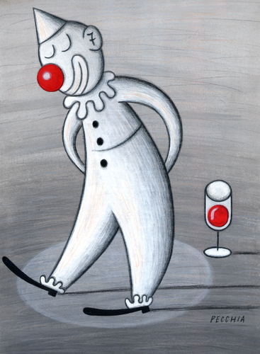 Cartoon: the usual circus in the head (medium) by Pecchia tagged the,pecchia,cartoon,clown,wine