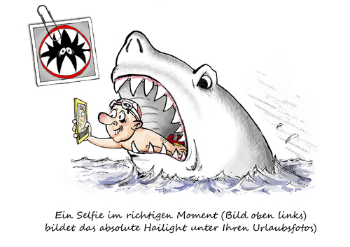 Cartoon: Hailight (medium) by Simpleton tagged urlaubsfoto,urlaub,selfie,haifisch,hai