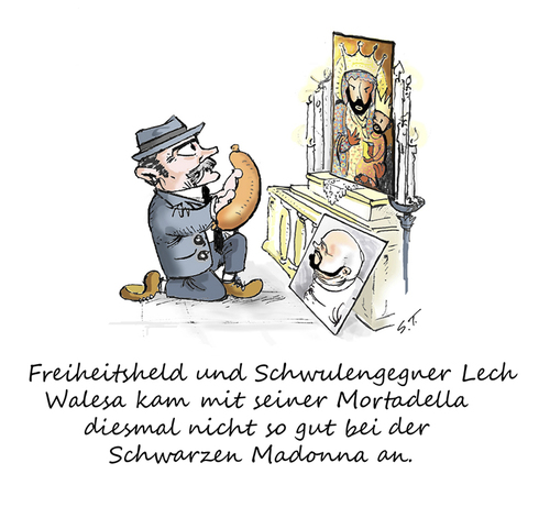 Cartoon: Nach dem ESC (medium) by Simpleton tagged gay,homosexualität,homophobie,osteuropa,wurst,chonchita,madonna,schwarze,karikatur,walesa,lech