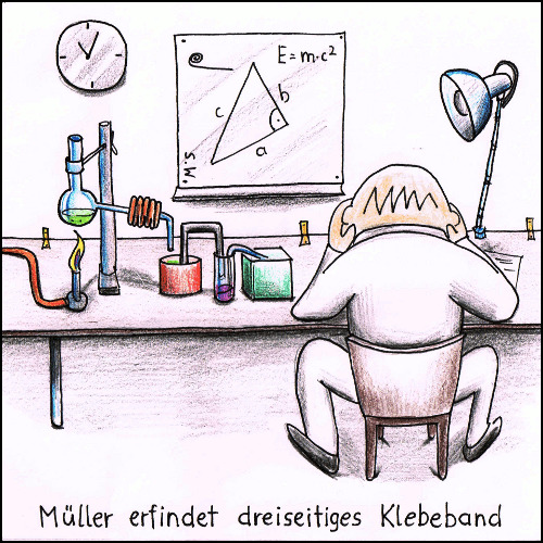 Cartoon: Klebeband (medium) by Storch tagged relativitätstheorie,müller,klebeband,dreieck