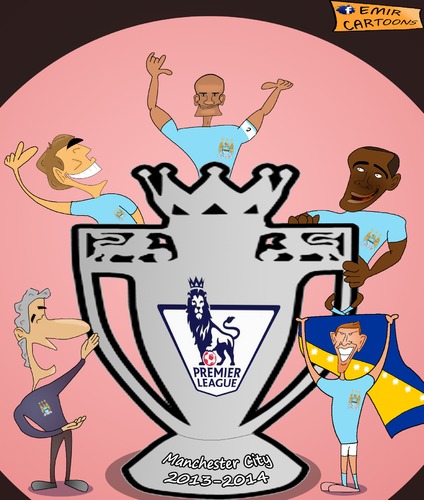 Cartoon: Manchester City win Premier Leag (medium) by emir cartoons tagged manchester,city,win,premier,league,emir,cartoon,caricature,football