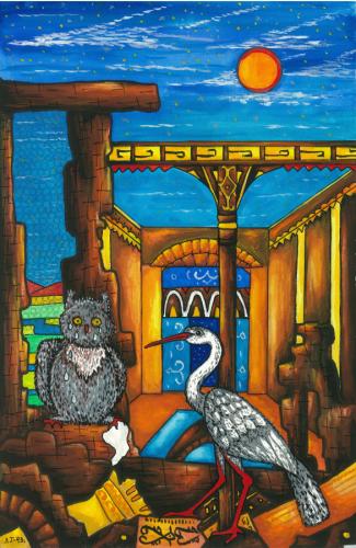 Cartoon: Hauff - Caliph Stork (medium) by Lyubow Talimonova tagged hauff,tale,caliph,stork