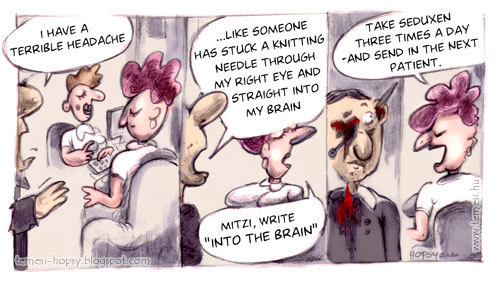 Cartoon: Knitting needle (medium) by hopsy tagged sickness,head,ache