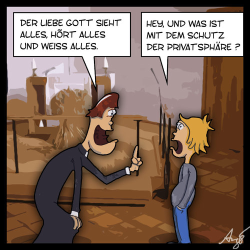 Cartoon: Datenschutz (medium) by Anjo tagged gott,privatsphäre,datenschutz