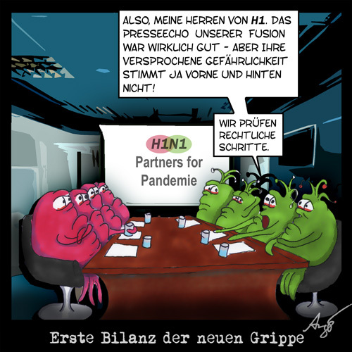 Cartoon: Erste Bilanz der neuen Grippe (medium) by Anjo tagged h1n1,bilanz,neue,grippe,schweinegrippe,impfung