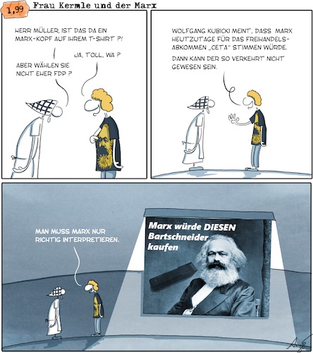 Cartoon: Frau Kermle und der Marx (medium) by Anjo tagged frau,kermle,marx,fdp,kubicki,ceta,frau,kermle,marx,fdp,kubicki,ceta