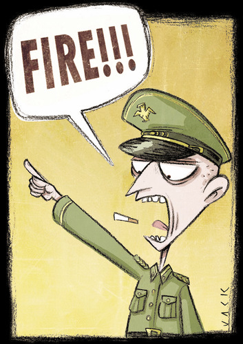 Cartoon: FIRE!!! (medium) by Giacomo tagged military,gun,fire,shoot,light,cigarette,misunderstanding,giacomo,cardelli,jack,lombrio
