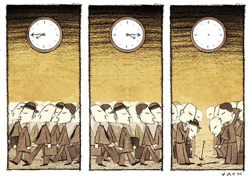 Cartoon: Is not there time (medium) by Giacomo tagged time,stress,now,company,work,watch,crowd,delay,people,trend,giacomo,cardelli,jack,lombrio