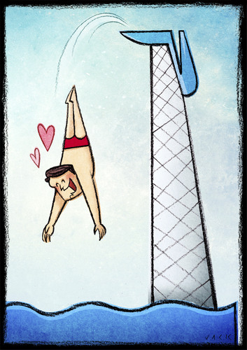 Cartoon: The trampoline (medium) by Giacomo tagged trampoline,sports,olympics,dip,diver,pool,platform,leg,heels,eroticism,giacomo,cardelli