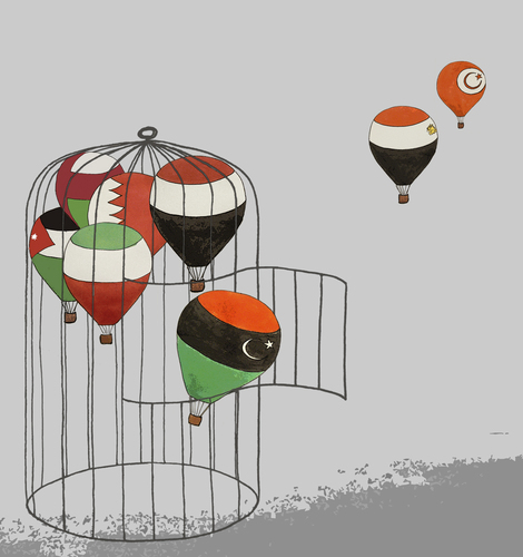 Cartoon: arab revolution (medium) by No tagged tunisie,egypte,libye,iran,yemen,oman,jordanie,barhein