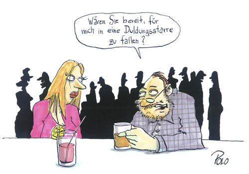 Cartoon: Duldungsstarre (medium) by POLO tagged anmache,bar,mann,frau,anmache,bar,mann,frau,baggern,flirten,flirt,partnersuche