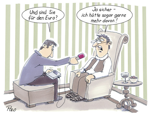 Cartoon: Euros (medium) by POLO tagged euro,finanzkrise,geld,interview,euro,finanzkrise,geld,interview